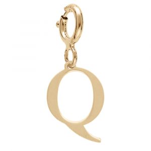 Pendentif Charms en argent et dorure jaune initiale lettre Q sur fermoir anneau ressort