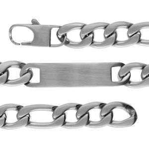 Gourmette en acier satin&eacute; 1+3 11mm - 22cm