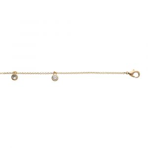 Cha&icirc;ne de cheville en plaqu&eacute; or avec pampilles oxydes blancs sertis clos 21cm+5cm