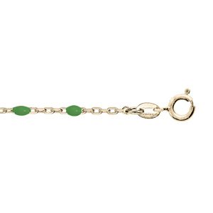 Chaîne de cheville en argent et dorure jaune avec perles vert fluo 23+3cm