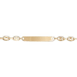 Gourmette pour enfant en plaqué or maille grain de café plaque à graver fermoir mousqueton 13 cm + 2 cm
