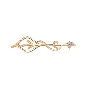 Broche en plaqué or végétal avec oxydes blancs sertis 44.00 x 11.00mm