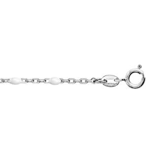 Chaîne de cheville en argent rhodié perles couleur blanche 23+3cm