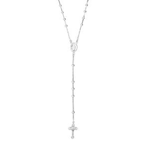 Chapelet en argent rhodié croix longueur 55cm avec fermoir