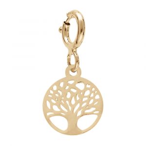 Pendentif Charms en argent et dorure jaune pampille arbre de vie suspendue sur fermoir anneau ressort
