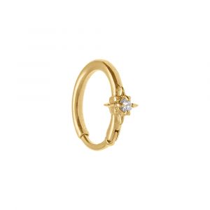 Piercing oreille en acier dor&eacute;  H&eacute;lix, Tragus,  Rook avec oxyde blanc central