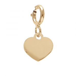 Pendentif Charms en argent et dorure jaune pampille coeur sur fermoir anneau ressort