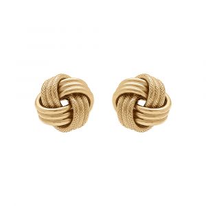 Boucles d'oreille tige en argent dor&eacute; noeud d'amour 9 mm