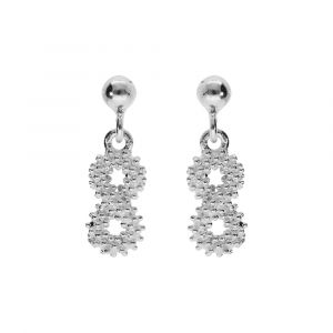 Boucles d'oreille tige en argent rhodi&eacute; claire pendantes,motif infini &eacute;vid&eacute; perl&eacute;