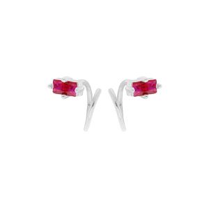Boucles d'oreille en argent rhodié enroulée avec oxyde rouge