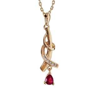 Collier en plaqué or pendentif pierre rouge 42cm + 3cm