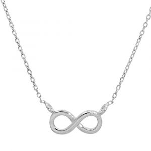 Collier en argent rhodi&eacute; cha&icirc;ne avec pendentif symbole infini - longueur 40cm + 3cm de rallonge