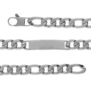 Gourmette en acier satin&eacute; 1+3 9mm - 21cm