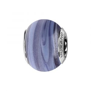Charms Thabora en argent rhodi&eacute; et verre de Murano v&eacute;ritable nacr&eacute; bleu-violet
