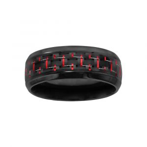 Alliance en acier et PVD noir avec carbone reflet rouge