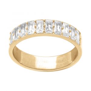 Alliance am&eacute;ricaine en vermeil platin&eacute; entour&eacute;e d' oxydes blancs sertis