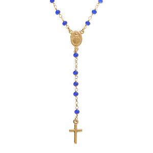 Collier en argent doré chapelet boules facetées agates bleues  - 45+5cm