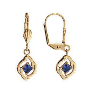 Boucles d'oreilles pendantes en plaqué or oxyde carré bleu foncé suspendu et fermoir dormeuse