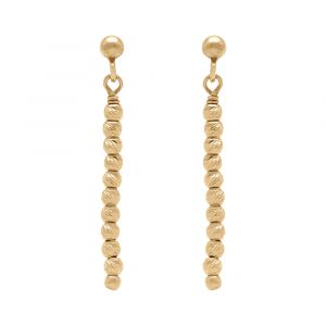 Boucles d'oreille tige en argent doré pendantes avec boules diamantées