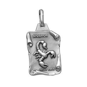 Pendentif en argent vieilli parchemin zodiaque Scorpion