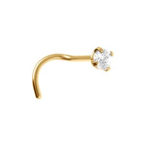 Piercing de nez en acier doré oyde blanc solitaire