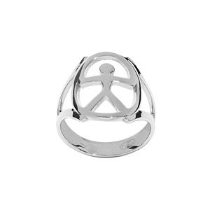 Bague en argent platiné motif "indalo"