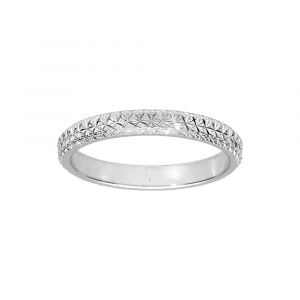 Alliance en argent rhodi&eacute; diamant&eacute;e en &eacute;toile largeur 3mm