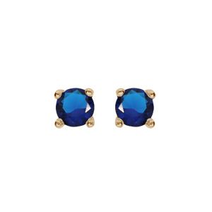 Boucles d'oreille tige solitaire en plaqué or oxyde rond bleu serti 4 griffes 3mm