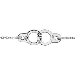 Bracelet en argent rhodié chaîne avec menottes au milieu - longueur 16+4cm