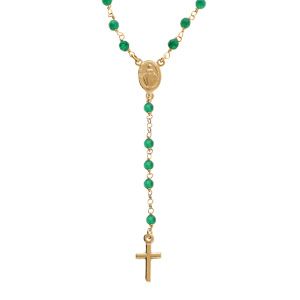 Collier en argent doré chapelet boules facetées agate vertes  - 45+5cm
