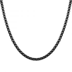 Cha&icirc;ne jaseron serr&eacute; en acier PVD noir 3mm - 55+10cm