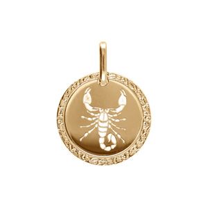 Pendentif en plaqué or médaille 15mm zodiaque scorpion