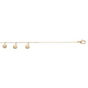 Cha&icirc;ne de cheville en plaqu&eacute; or avec pampilles pastilles lisses 20cm+5cm