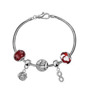 Composition bracelet Charms Thabora tendresse et verre de Murano v&eacute;ritable