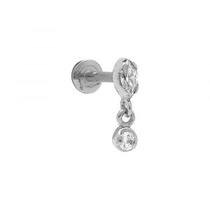 Piercing oreille en acier helix, tragus oxyde blanc pendant