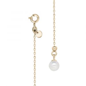 Bijou cha&icirc;ne de dos argent et dorure jaune avec perle blanche de synth&egrave;se 20cm