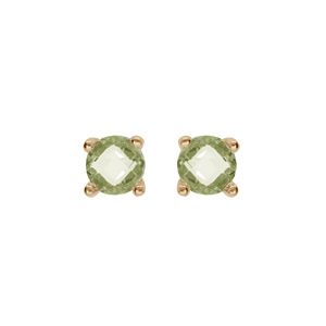 Boucles d'oreille tige solitaire en plaqué or oxyde rond vert serti 4 griffes 3mm