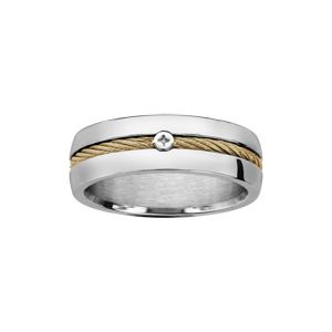 Bague en acier câble au centre jaune et vis