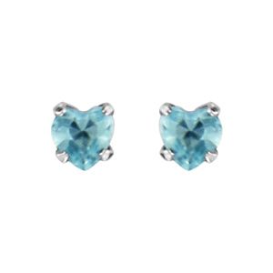 Boucles d'oreilles en acier oxyde bleu ciel forme de coeur et fermoir poussette