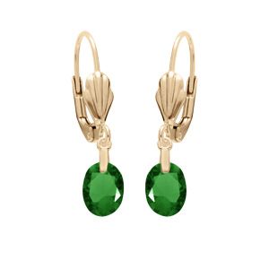 Boucles d'oreille en plaqué or goutte oxyde faceté vert foncé et fermoir dormeuse