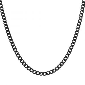 Cha&icirc;ne gourmette en acier PVD noir 3.5mm - 50+10cm