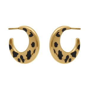 Créoles en acier doré motif léopard - 17mm