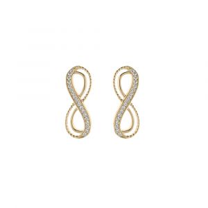Boucles d'oreille en plaqu&eacute; or infini oxydes blancs sertis et fermoir poussette