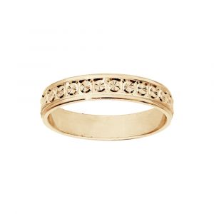 Alliance en vermeil diamant&eacute;e rond finement cisel&eacute; largeur 4mm