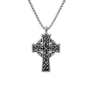 Collier en acier chaîne avec pendentif croix celtique 54+5cm