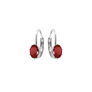 Boucles d'oreille en argent rhodié oxyde rouge serti, fermoir dormeuse