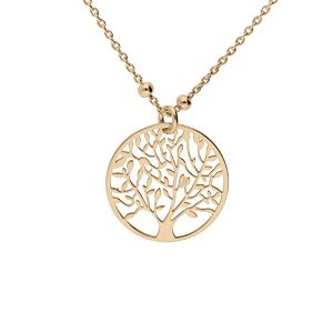 Collier en argent et dorure jaune fine boules pendentif arbre de vie 40+5cm