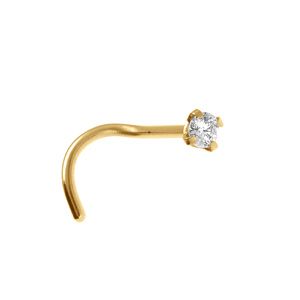 Piercing de nez en acier doré avec oxyde blanc