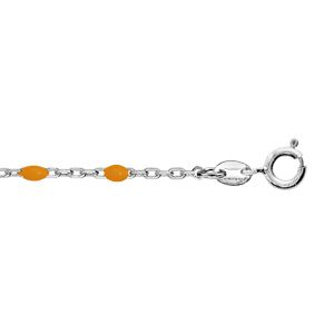 Chaîne de cheville en argent rhodié avec perles orange fluo 23+3cm