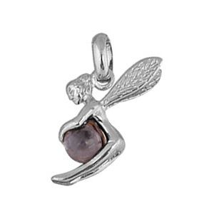 Pendentif en argent fée qui tient 1 oxyde violet